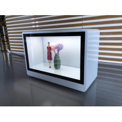 东莞惠华21.5透明橱窗展示柜、互动触摸液晶显示屏